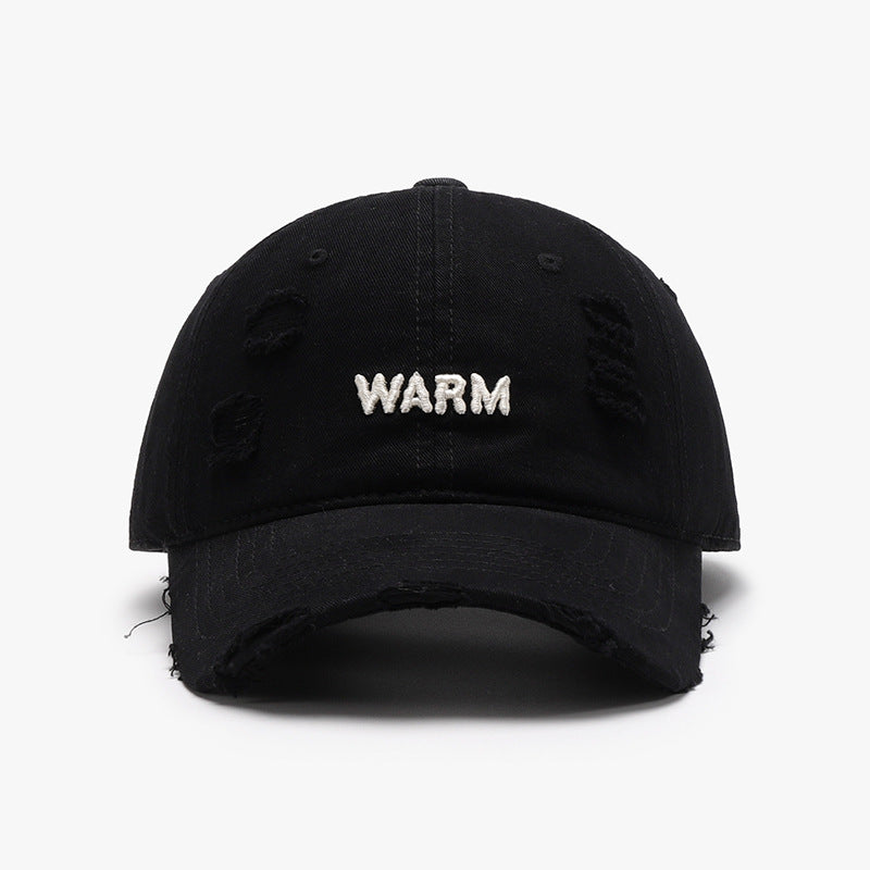 Ripped Brim Vintage Wash Baseball Cap - Black
