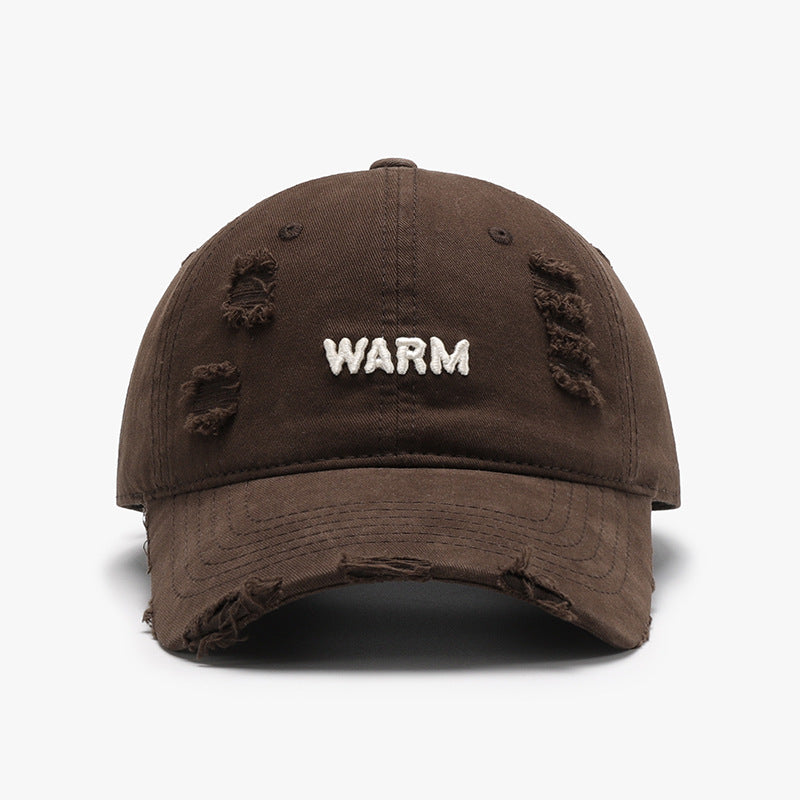 Ripped Brim Vintage Wash Baseball Cap - Coffee