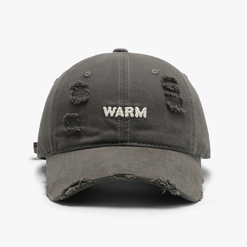 Ripped Brim Vintage Wash Baseball Cap - Gray