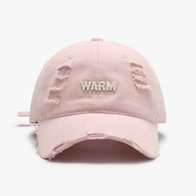 Ripped Brim Vintage Wash Baseball Cap - Pink