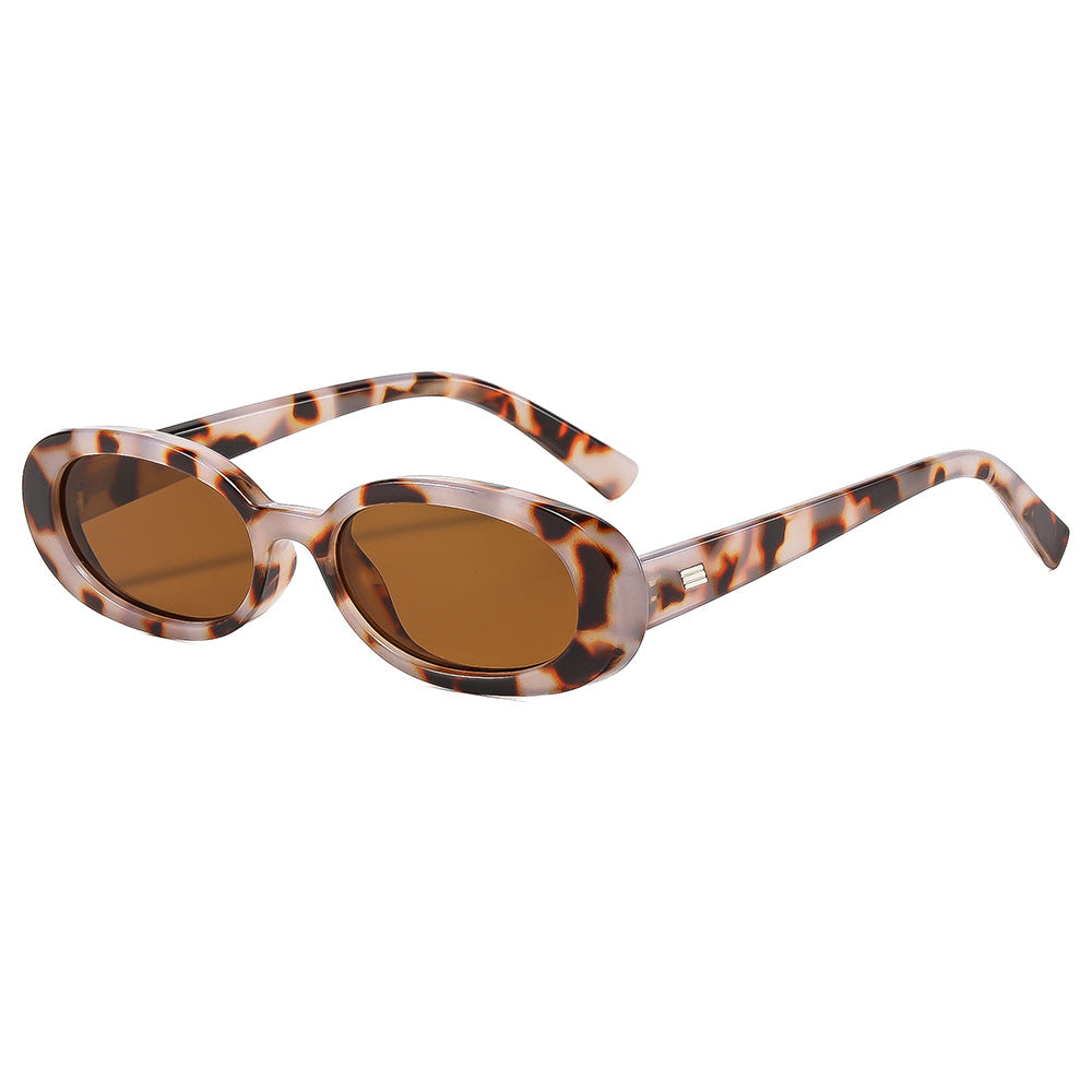 Small Oval Frame Retro Y2K Sunglasses - Flower