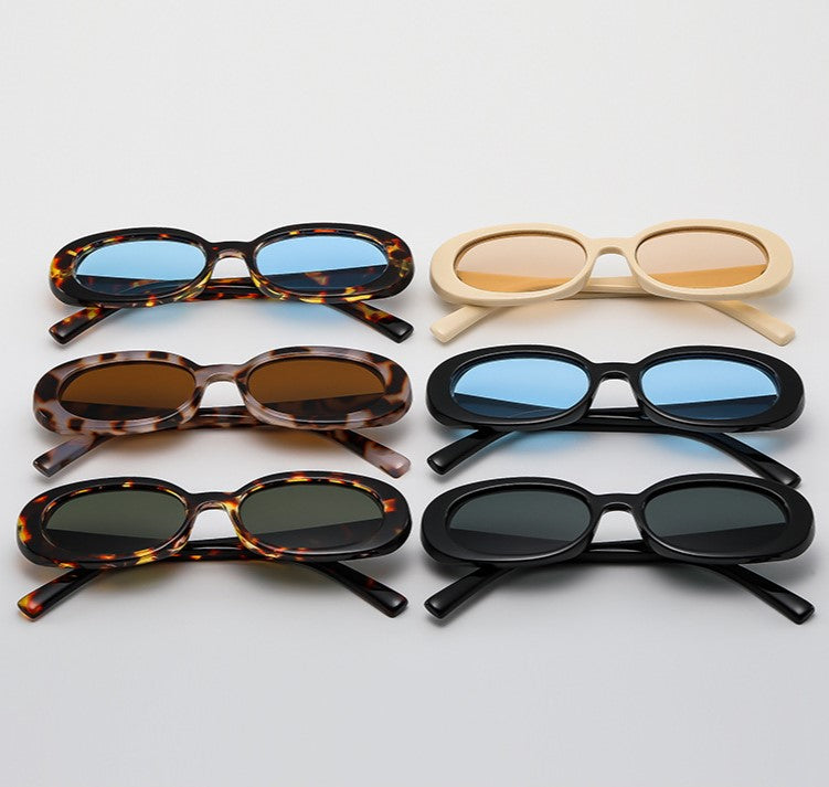 Small Oval Frame Retro Y2K Sunglasses - Flower - 1