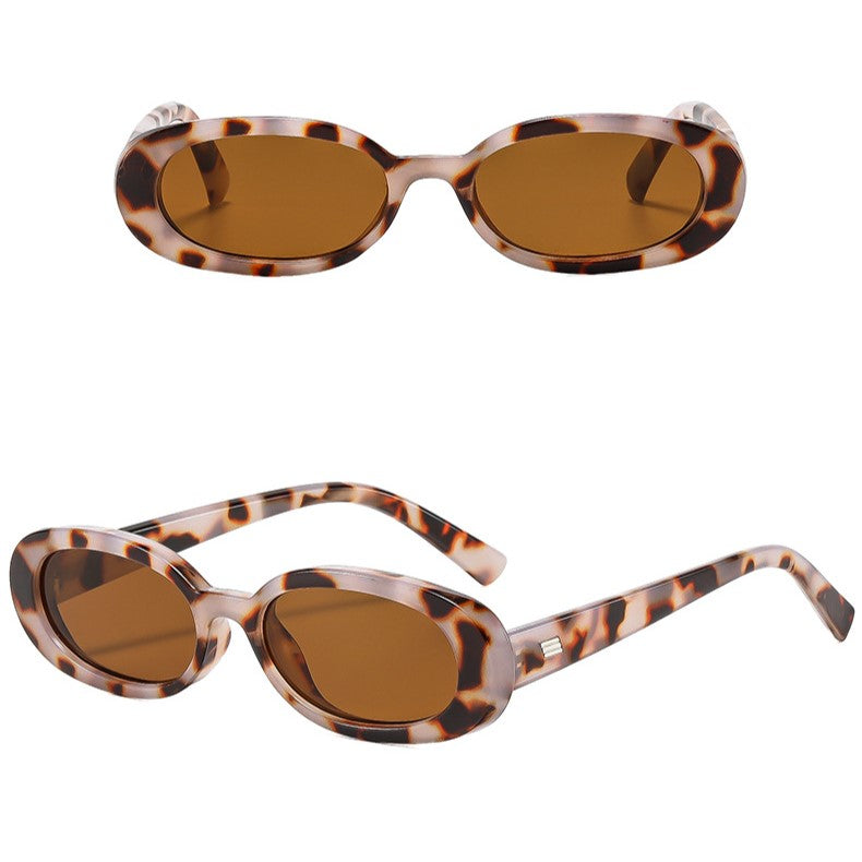 Small Oval Frame Retro Y2K Sunglasses - Flower - 2