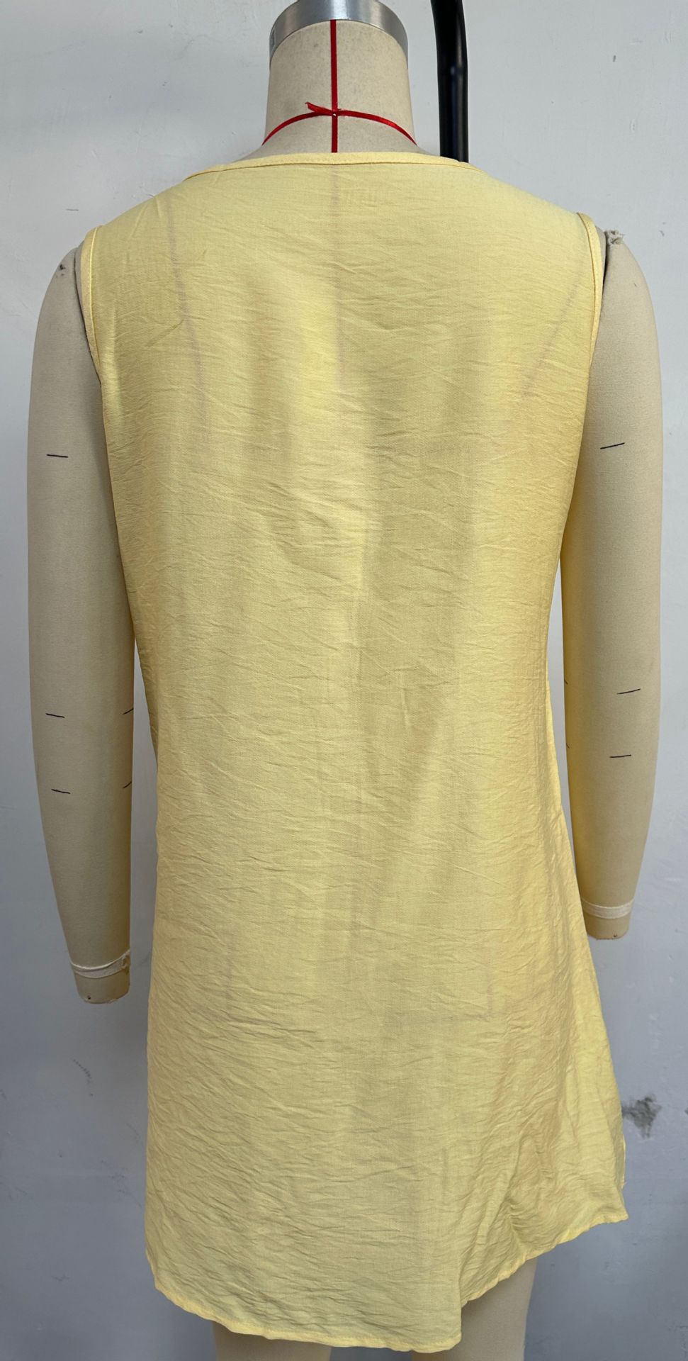 Tie Front Pleated Sleeveless Shift Dress - yellow - 2