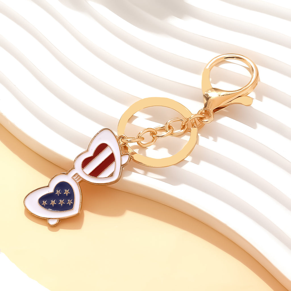 Patriotic Flag Heart Sunglasses Keychain - view 1
