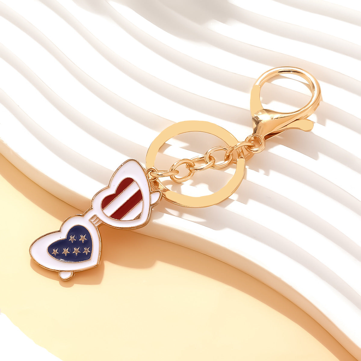 Patriotic Flag Heart Sunglasses Keychain - view 1