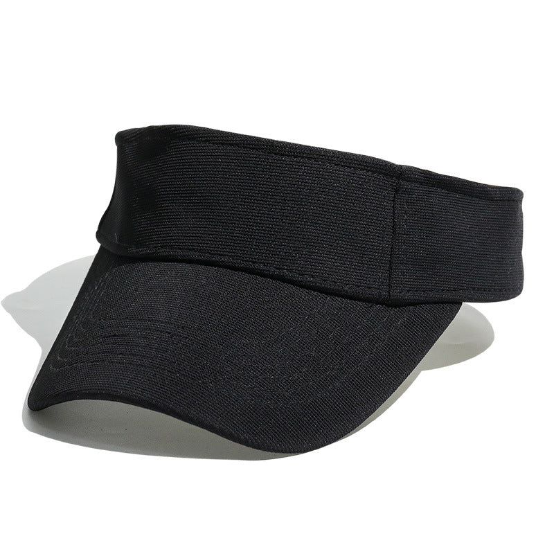 Cotton Open Top Sun Visor Cap - Black