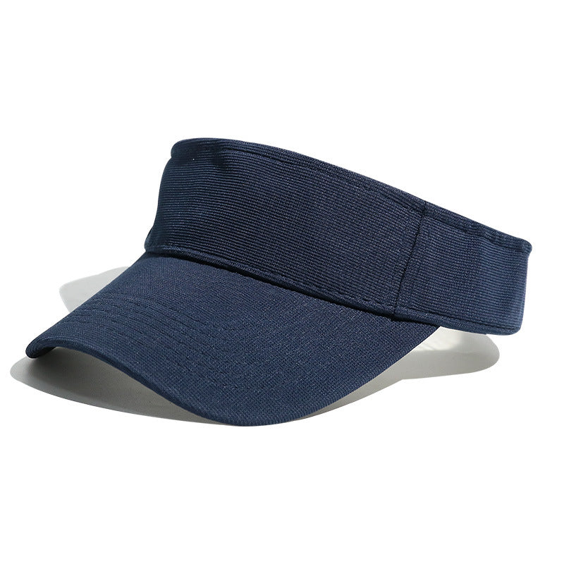 Cotton Open Top Sun Visor Cap - Navy_Blue