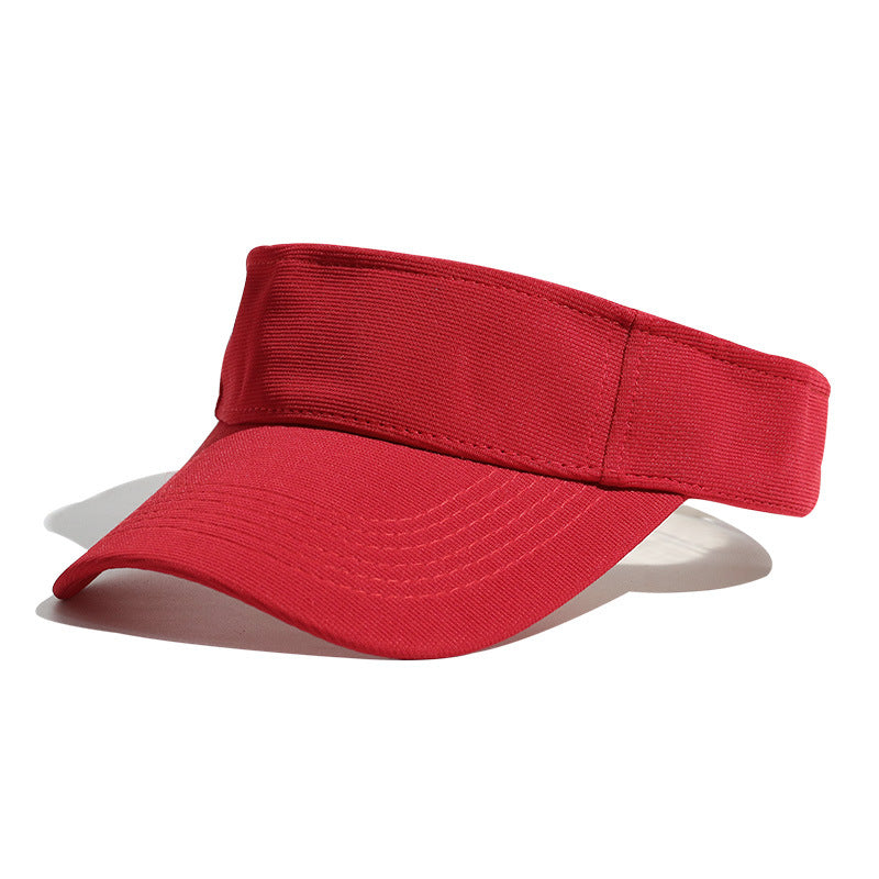 Cotton Open Top Sun Visor Cap - Red