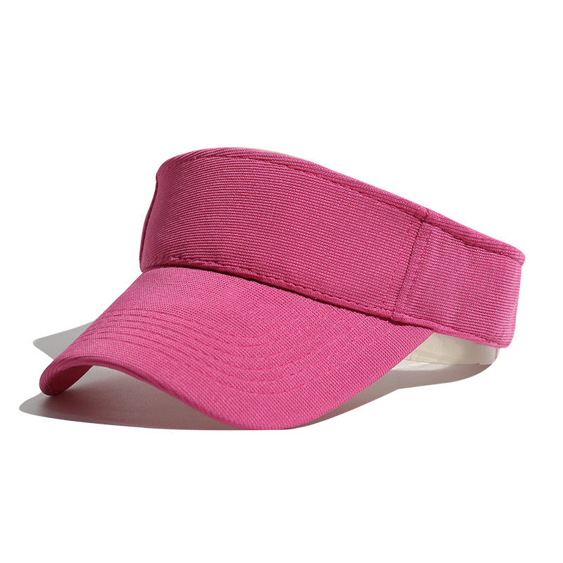 Cotton Open Top Sun Visor Cap - Rose_Red