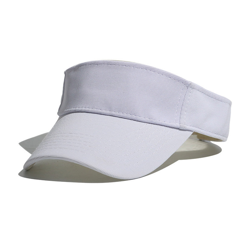 Cotton Open Top Sun Visor Cap - White