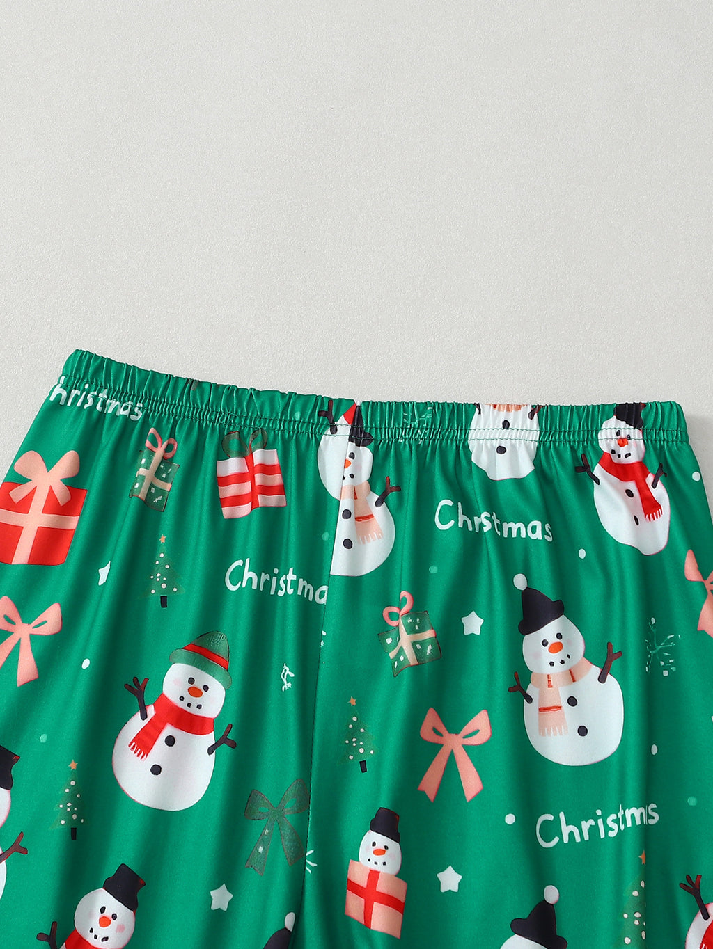 Snowman Print Long Sleeve Pajama Set - Green - 4