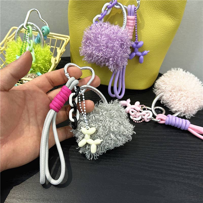Fluffy Mini Bag Plush Keychain Charm