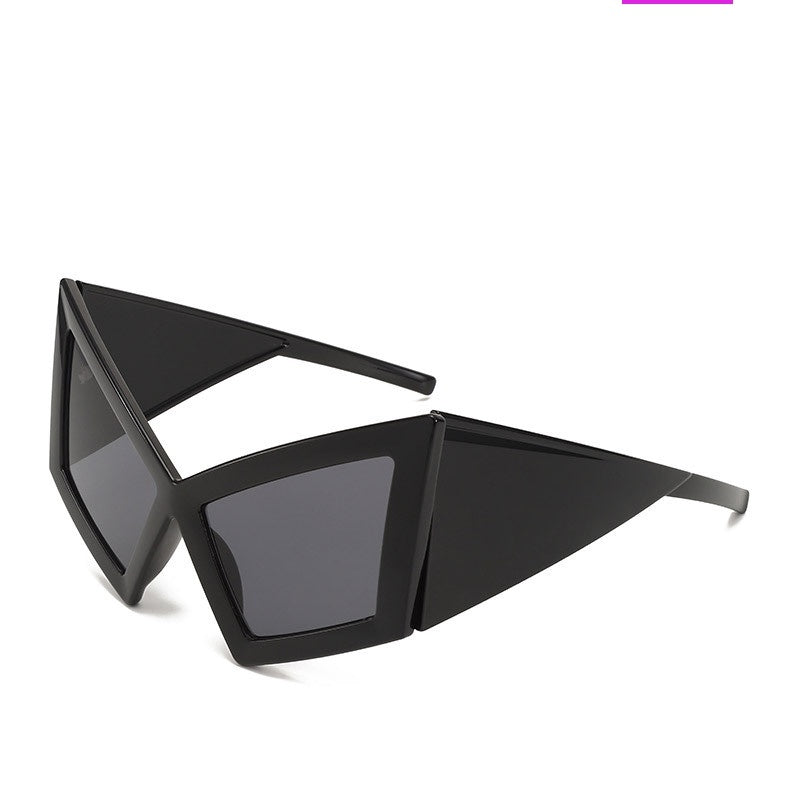 Oversized Pointed Cat Eye Sunglasses - BLACK