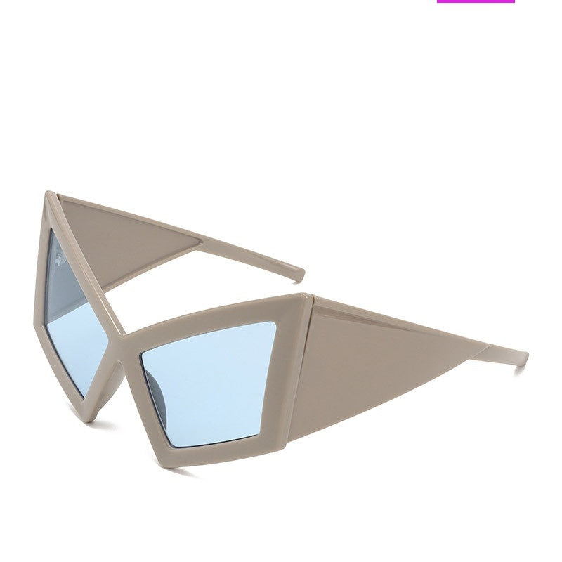 Oversized Pointed Cat Eye Sunglasses - GREY