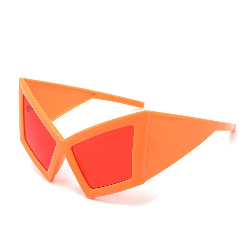Oversized Pointed Cat Eye Sunglasses - ORANGE