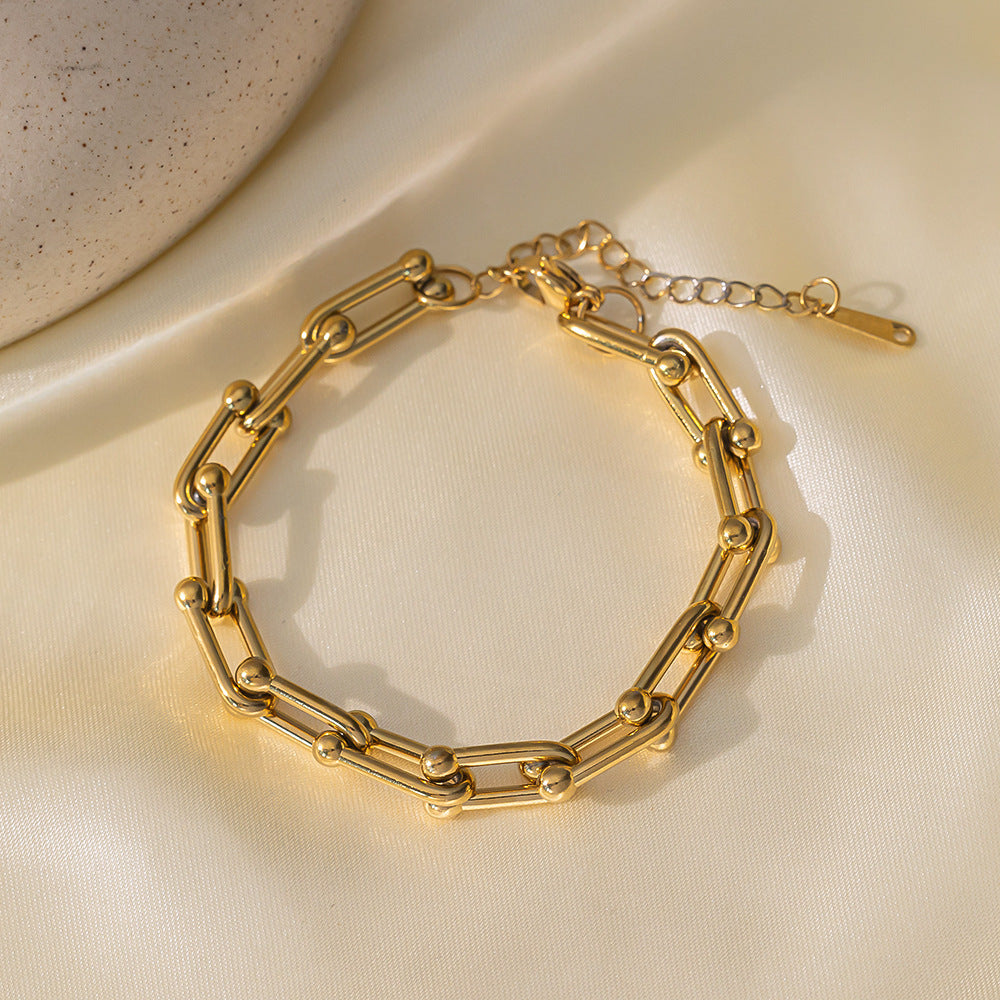 U-Link Horseshoe Chain Bracelet - Gold