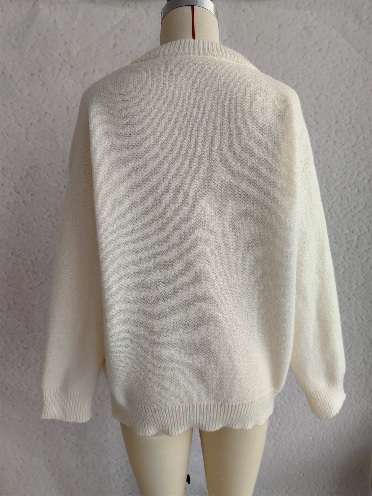 Cherry And Bow Applique Knit Sweater - White - 1