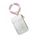 Silicone Bead Bangle Zip Wristlet Card Holder - Silvery