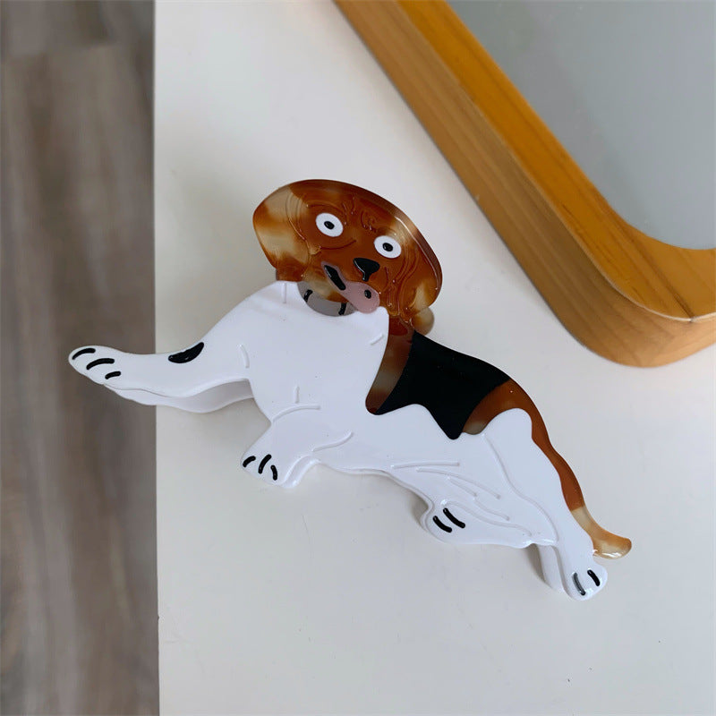 Puppy Shaped Acetate Hair Claw Clip - Beagle