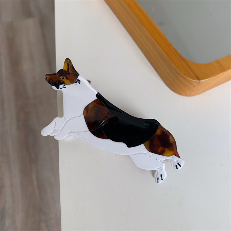 Puppy Shaped Acetate Hair Claw Clip - Corgi