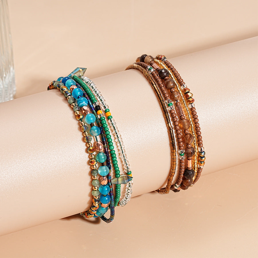 Boho Multi Layer Glass Beaded Bracelet - view 1