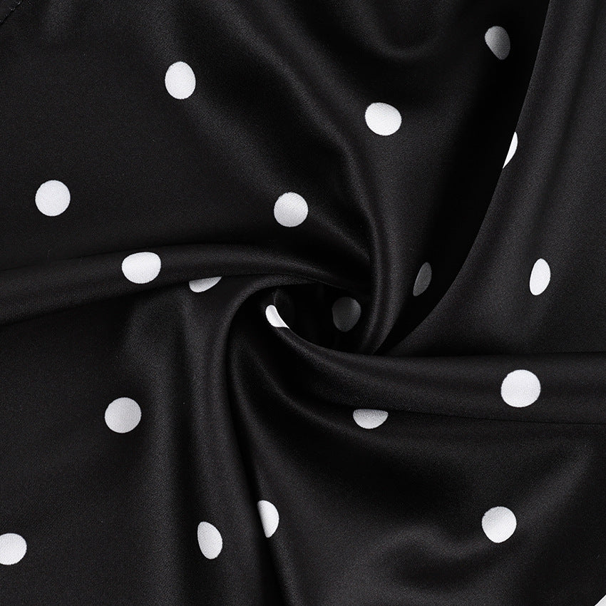 Silky Dot Print Elastic Waist Pants - view 1