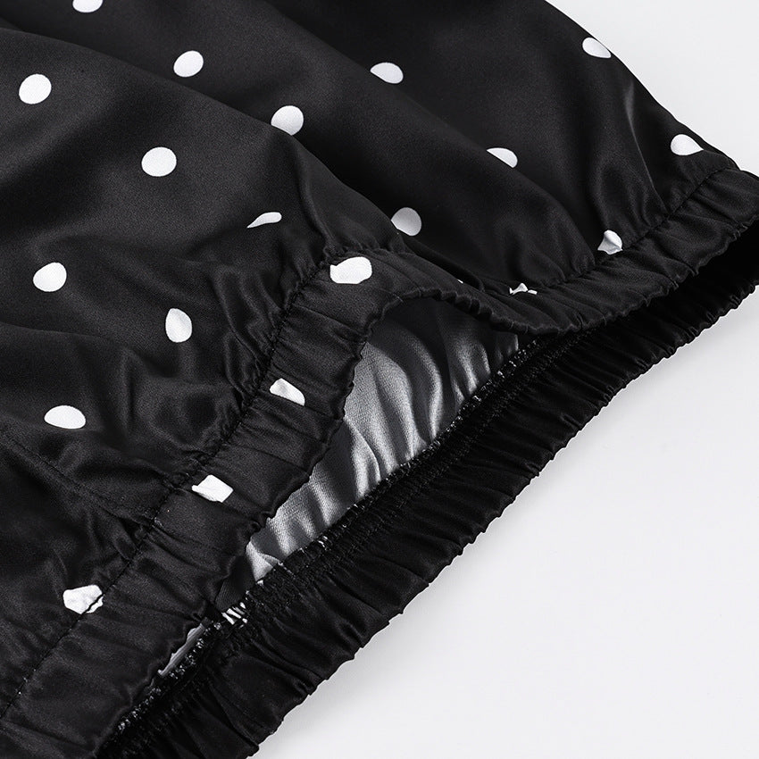 Silky Dot Print Elastic Waist Pants - view 2