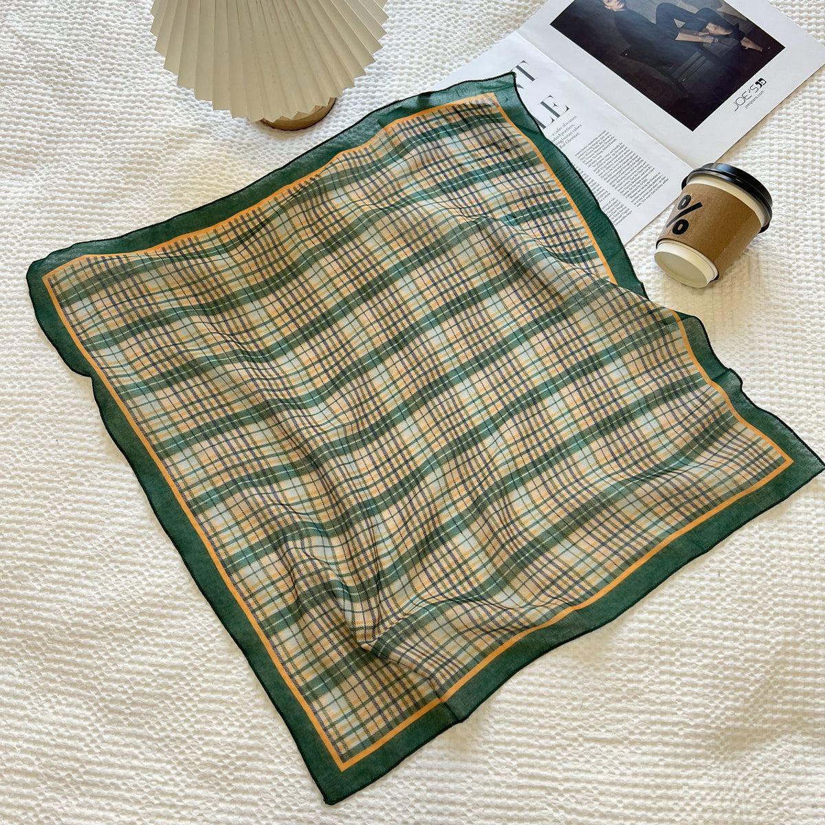 Vintage Floral Plaid Square Bandana Scarf - NO08