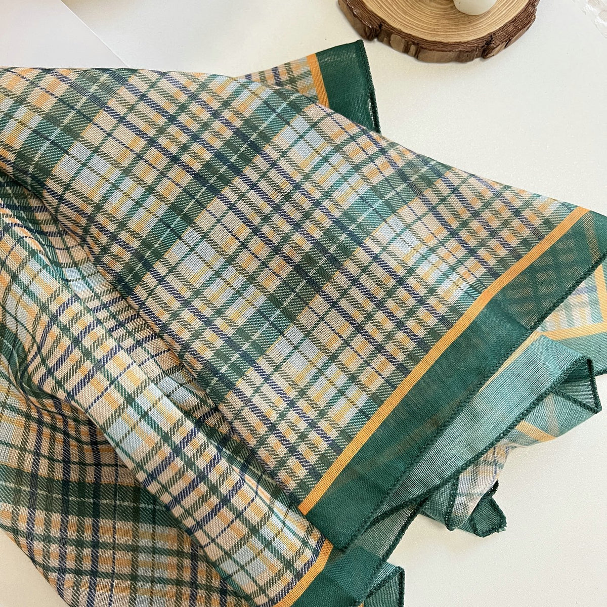 Vintage Floral Plaid Square Bandana Scarf - NO08 - 1