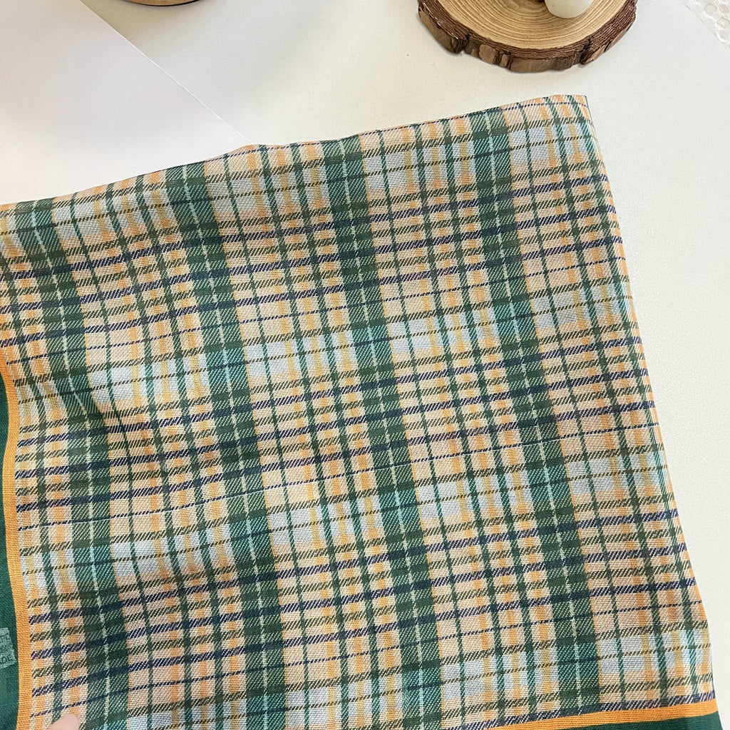 Vintage Floral Plaid Square Bandana Scarf - NO08 - 2