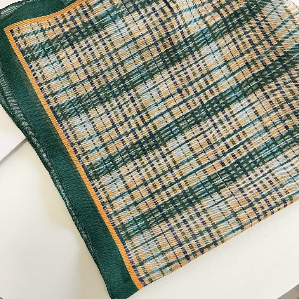 Vintage Floral Plaid Square Bandana Scarf - NO08 - 3