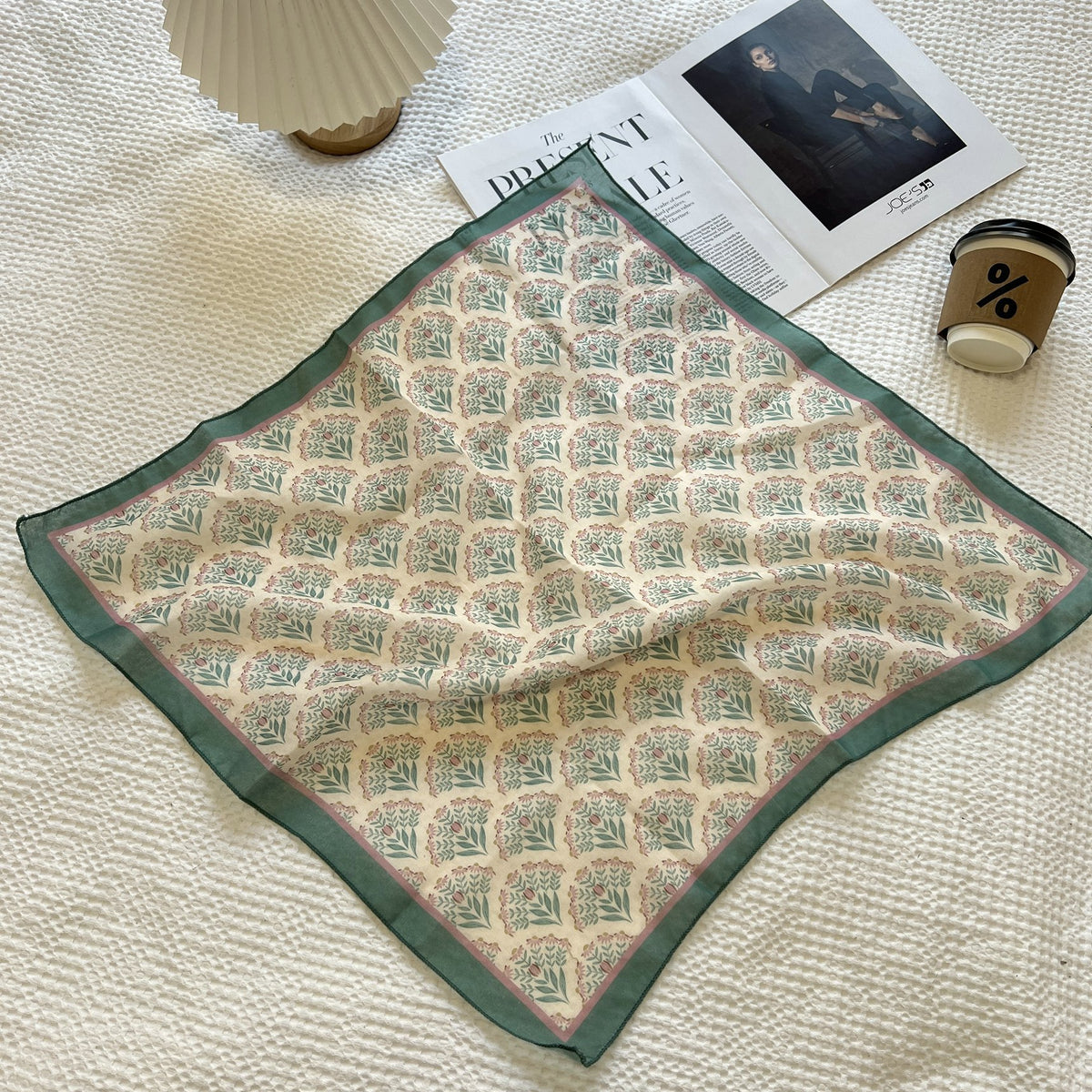 Vintage Floral Plaid Square Bandana Scarf - NO09