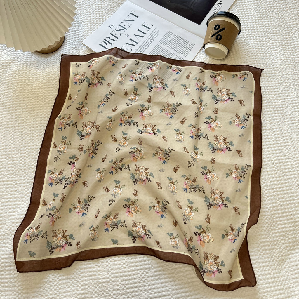 Vintage Floral Plaid Square Bandana Scarf - NO11