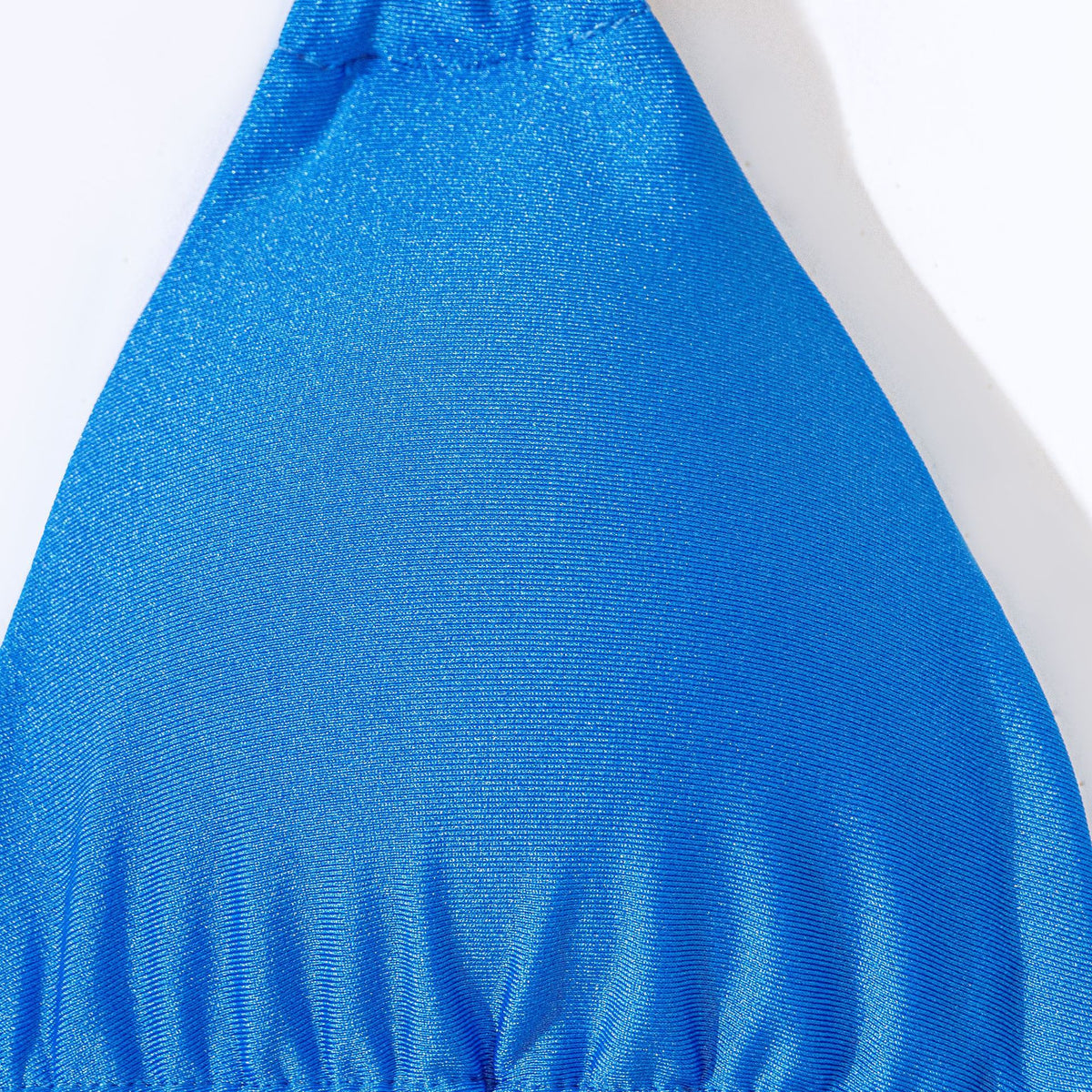 Ring Trim Triangle Halter Bikini Set - Blue - 7