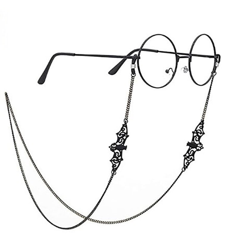 Gothic Bat Charm Eyeglass Chain - Silver