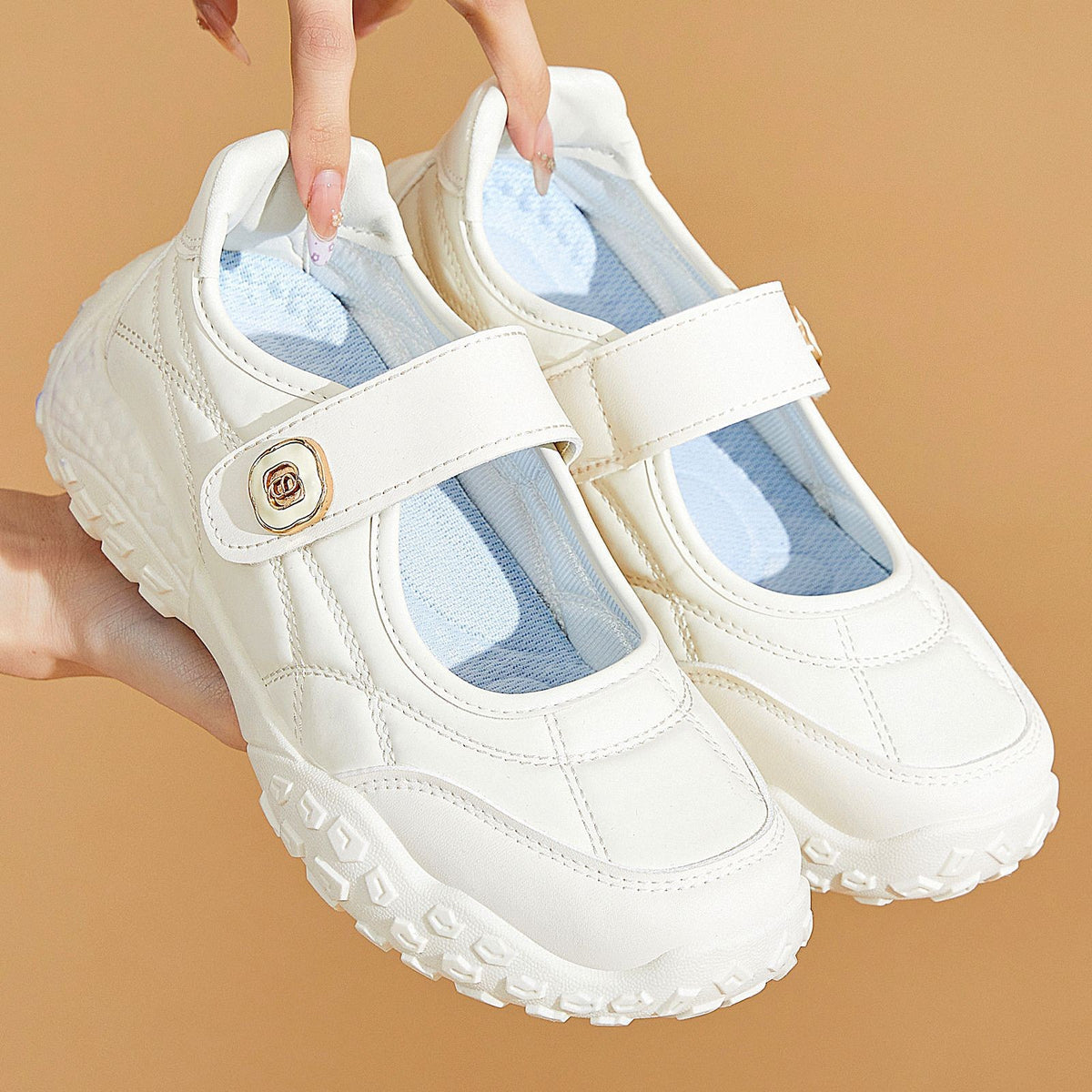 Quilted Hook and Loop Mary Jane Sneakers