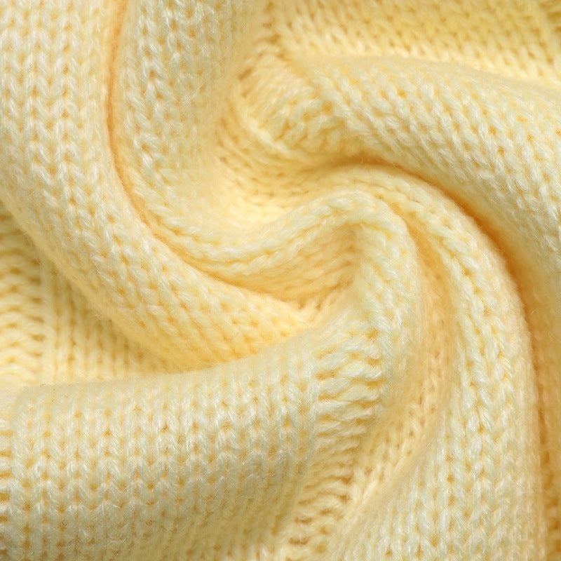 Slouchy Ribbed Button Up Knit Cardigan - Yellow - 3