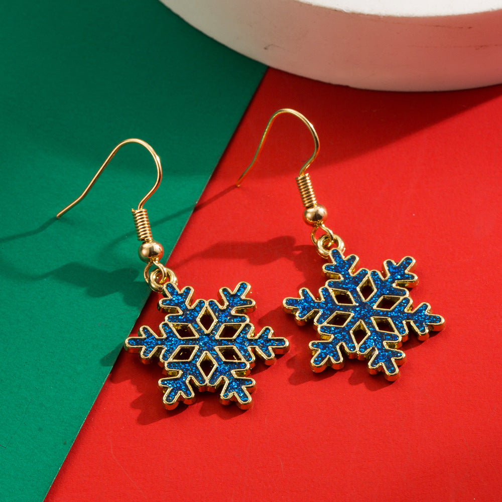 Openwork Snowflake Hook Earrings - Blue