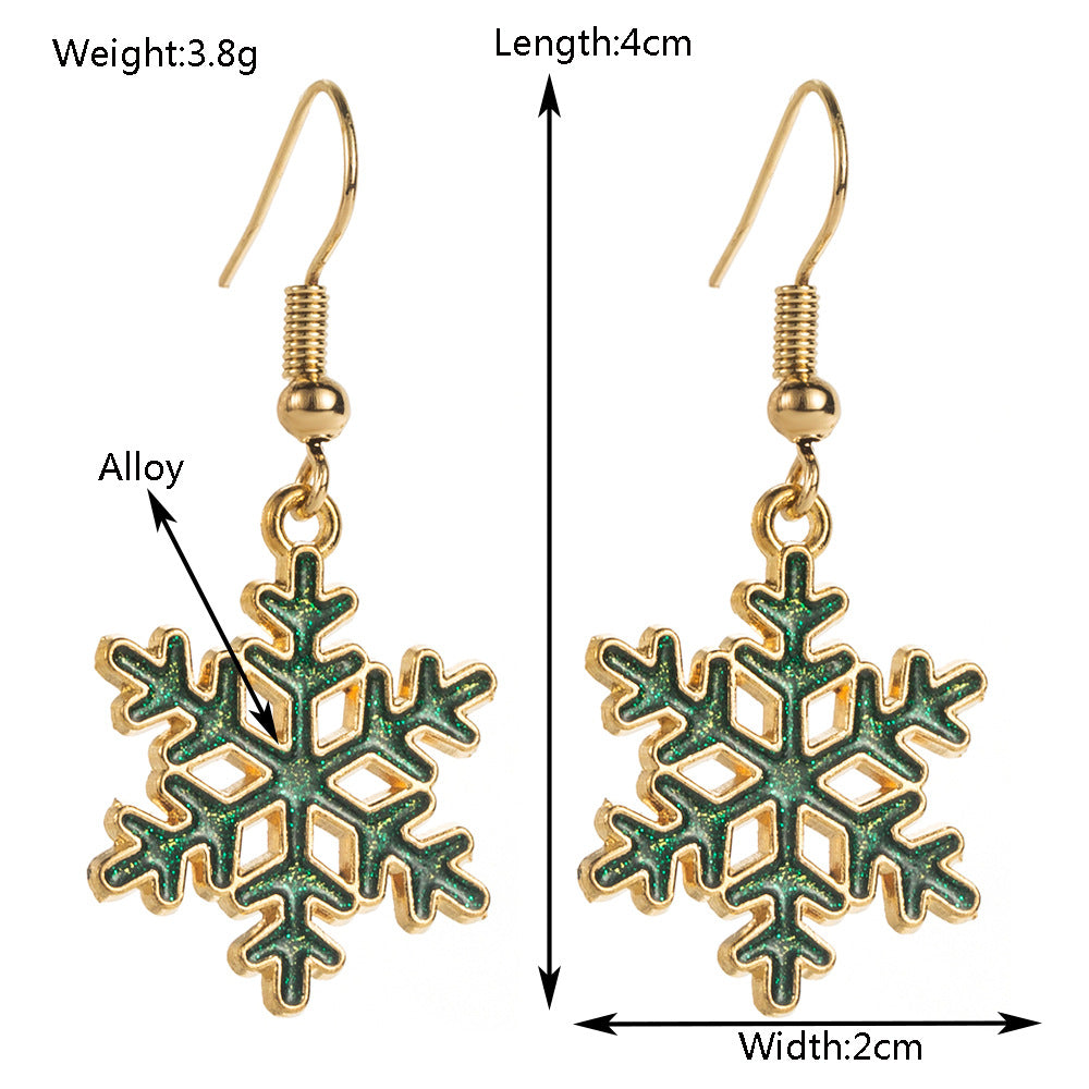 Openwork Snowflake Hook Earrings - Green - 1