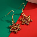 Openwork Snowflake Hook Earrings - Red