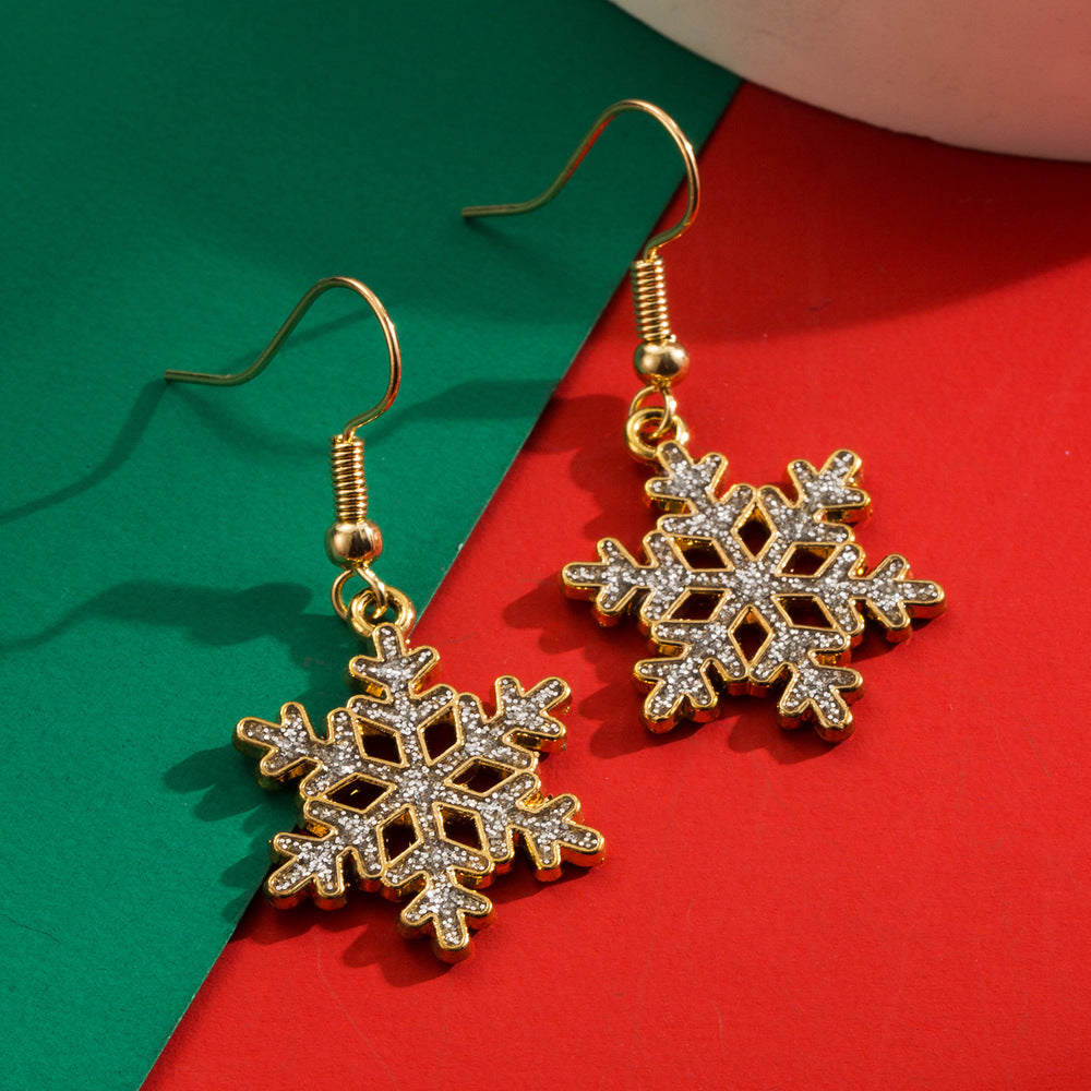 Openwork Snowflake Hook Earrings - White