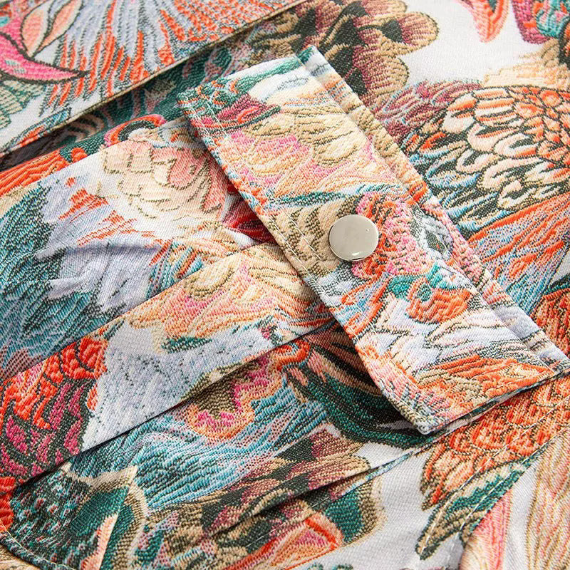 Peacock Tapestry Jacquard Bomber Jacket - Decor - 2