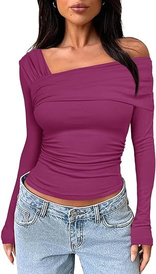 Asymmetric One Shoulder Ruched Knit Top - Granita