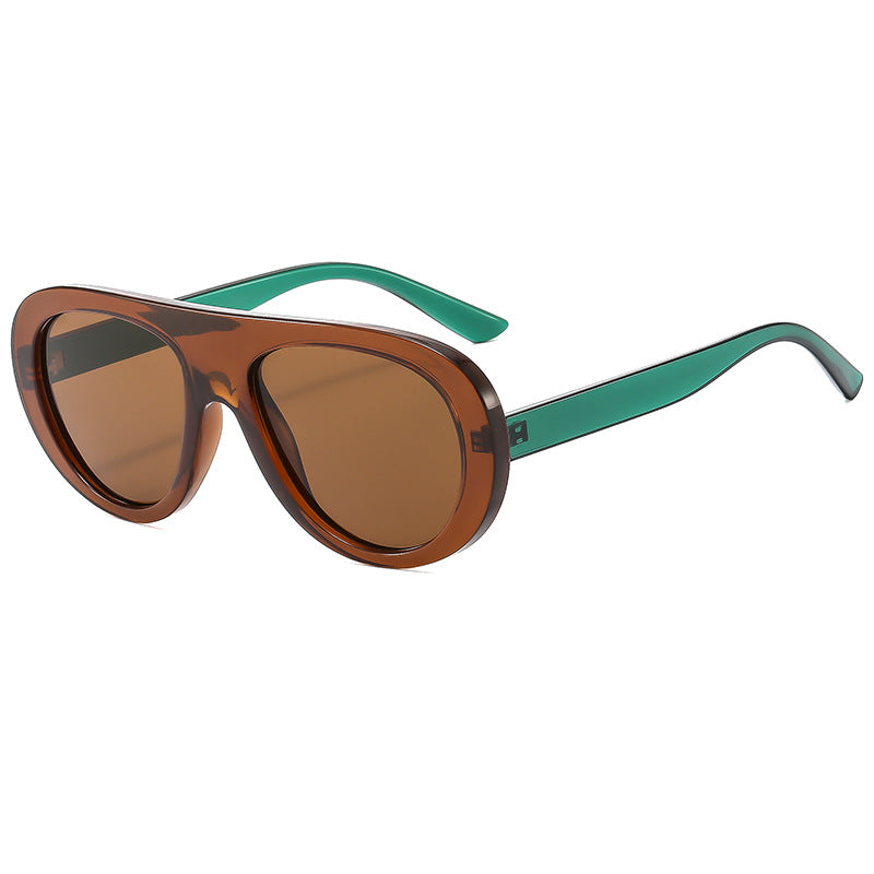Chunky Oval Flat Top Sunglasses - Tea