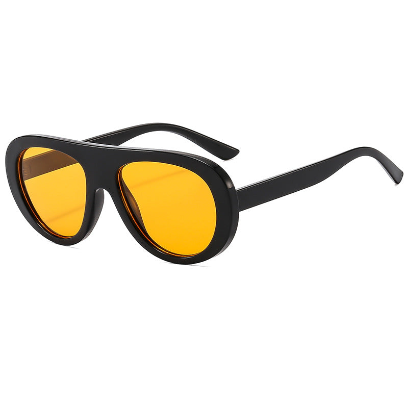 Chunky Oval Flat Top Sunglasses - Yellow