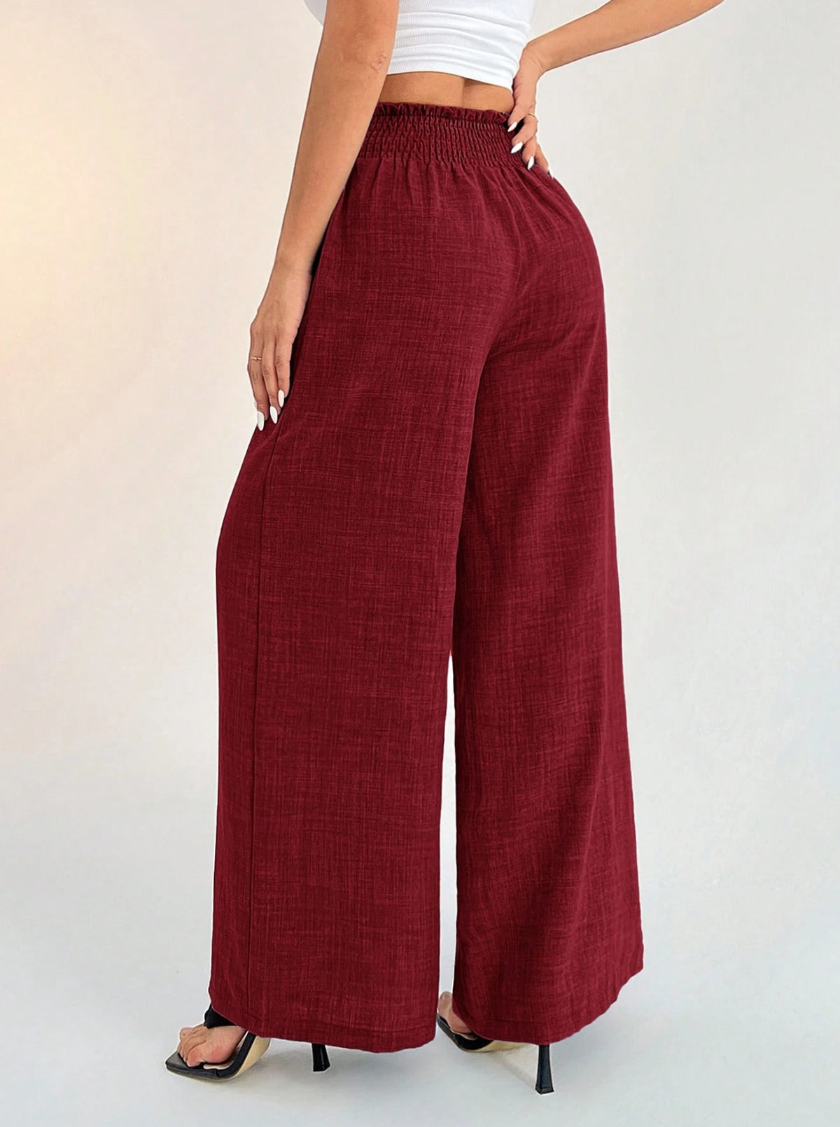 Flowy Palazzo Pants With Elastic Waistband