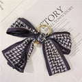 Printed Scarf Bow Keychain Charm - Black