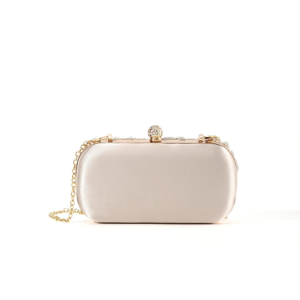 Beaded Floral Rhinestone Box Clutch