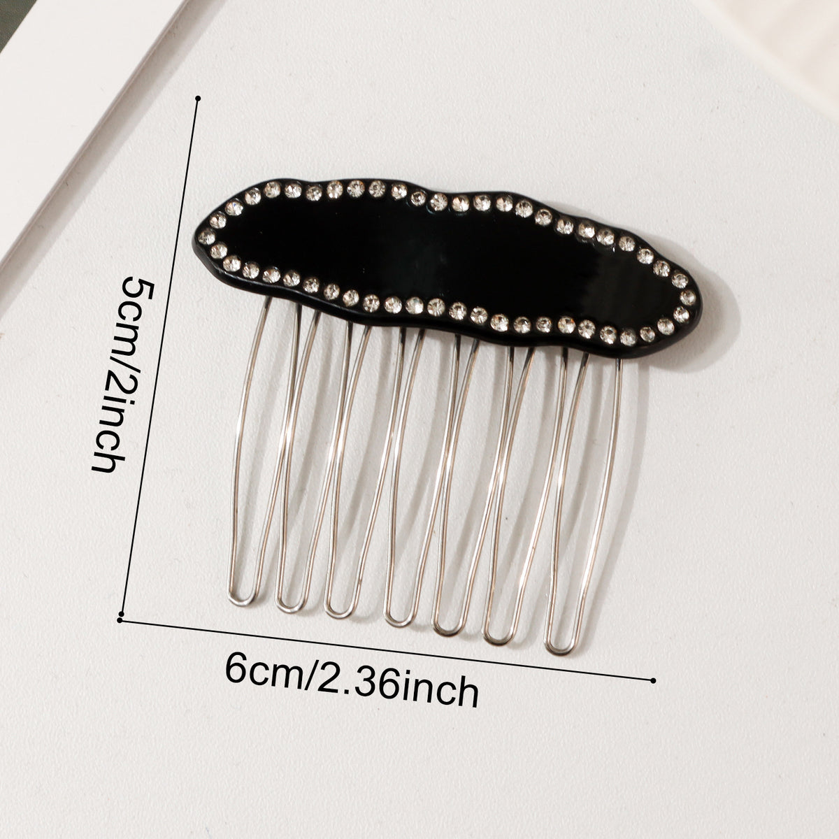 Rhinestone Side Hair Comb in Starfish or Oval Shape - One_Black